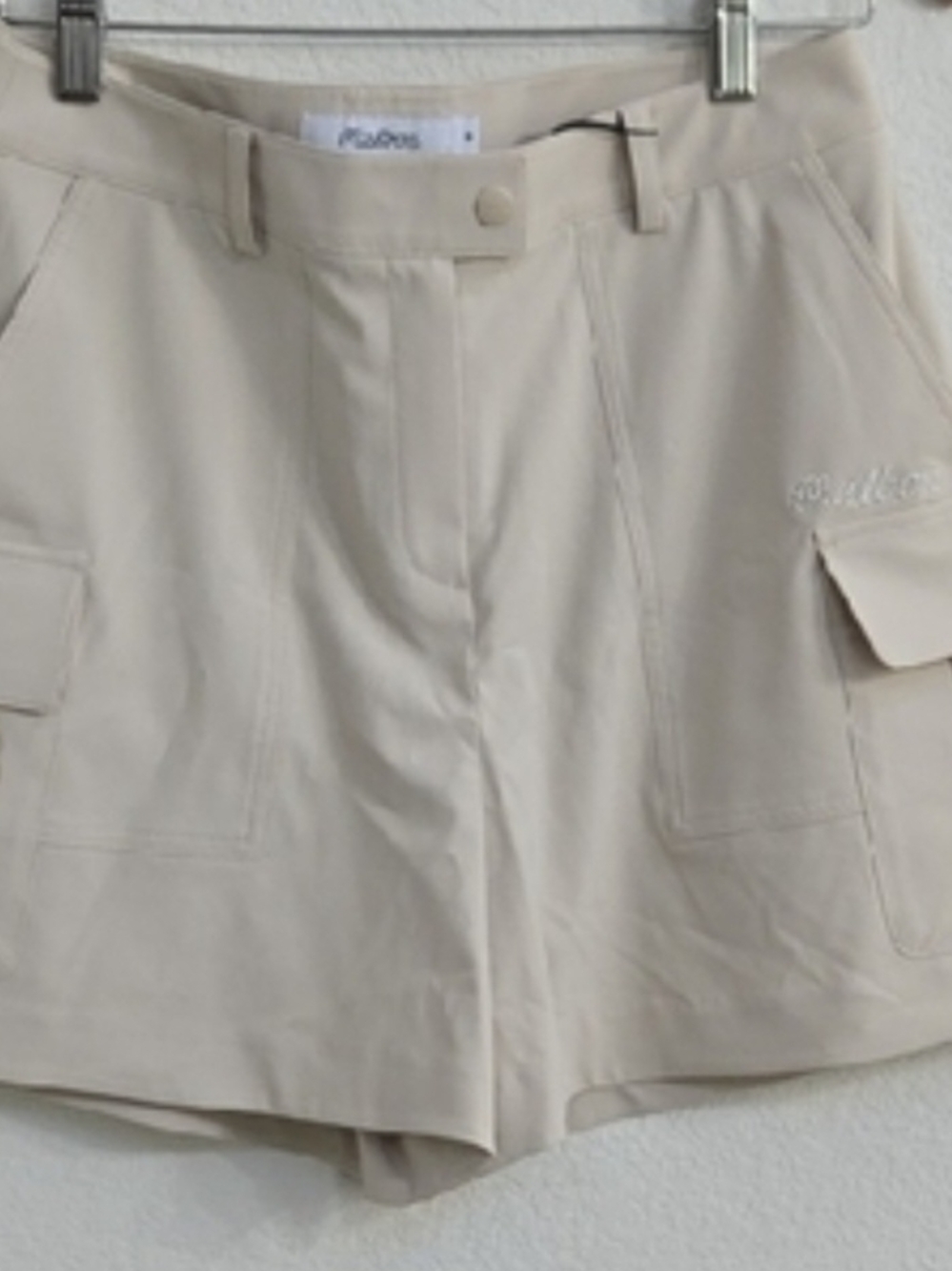 NWT Malbon High-Rise Cream Cargo Shorts with Flap Pockets